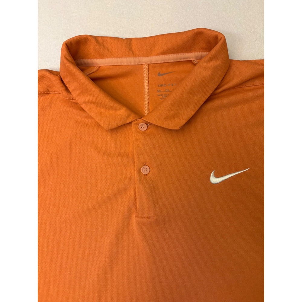 Nike Dri-FIT Mens XXL Orange Short Sleeve Golf Polo Shirt Swoosh Logo